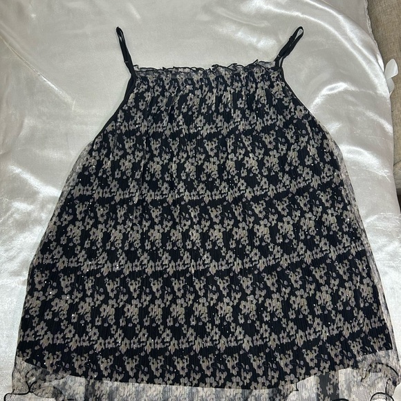 Floral Pleated Camisole Tank Top – Adjustable Spaghetti Straps - Picture 7 of 7